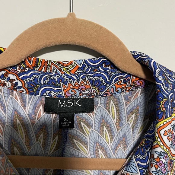 MSK Women’s XL Multicolor Paisley Button Front Sleeveless Shirt Dress - Picture 4 of 9